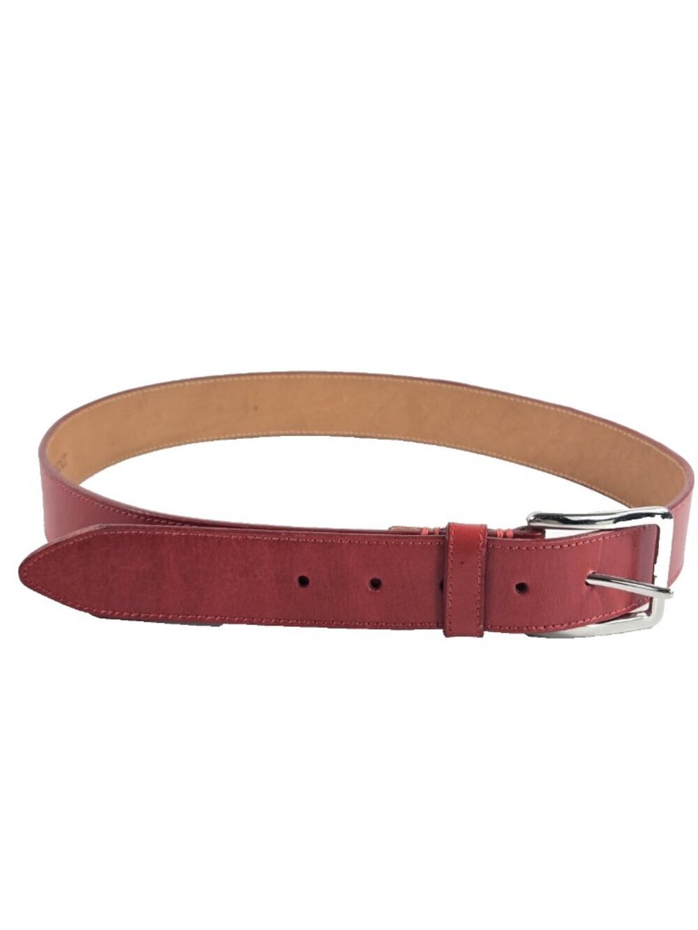Fullom & Holt Red Leather Belt Made in Canada 1.25" Size 32